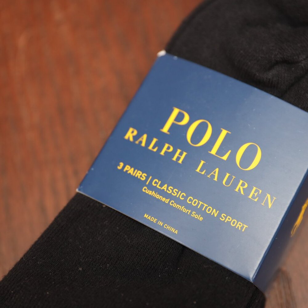 Polo Ralph Lauren Ankle Socks Black Red Logo - 3 pack Size XL - Picture 3 of 4